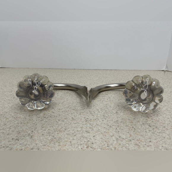 Pair Curtain Drapes Holdbacks Wall Mount Silver Finish Acrylic Finials - Picture 2 of 3